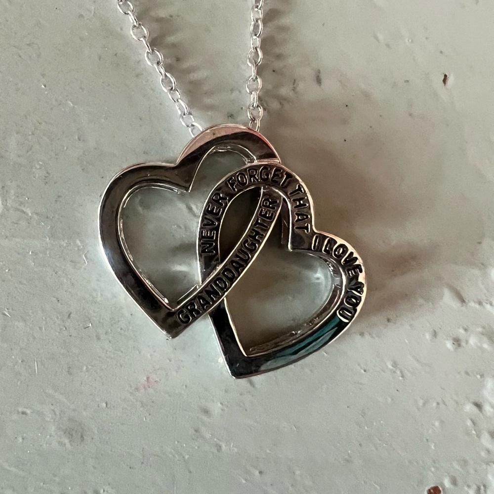 Sterling silver heart necklace “Never forget I love you Granddaughter”